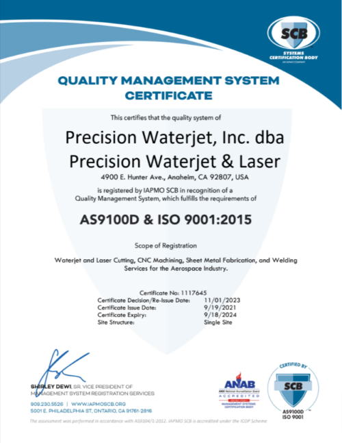 Quality Management System Certificate